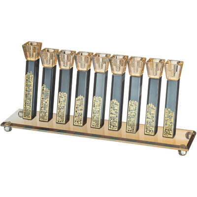 Elegant Crystal Menorah 15*36 cm - Gold
