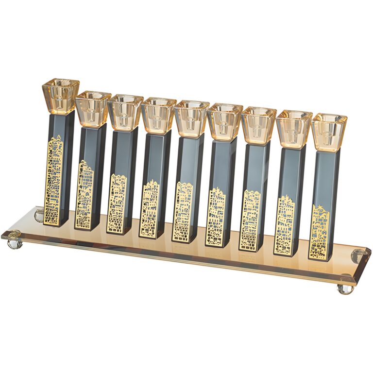 Elegant Crystal Menorah 15*36 cm - Gold