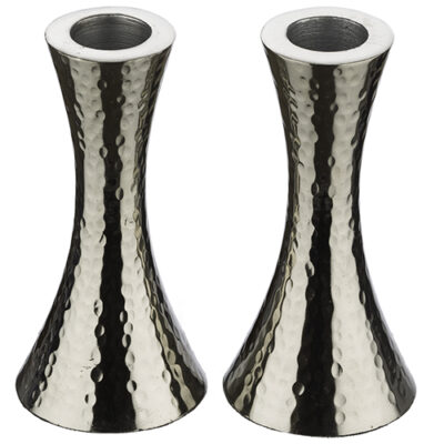 Hammered Aluminum Candlesticks 12 cm - Nickel