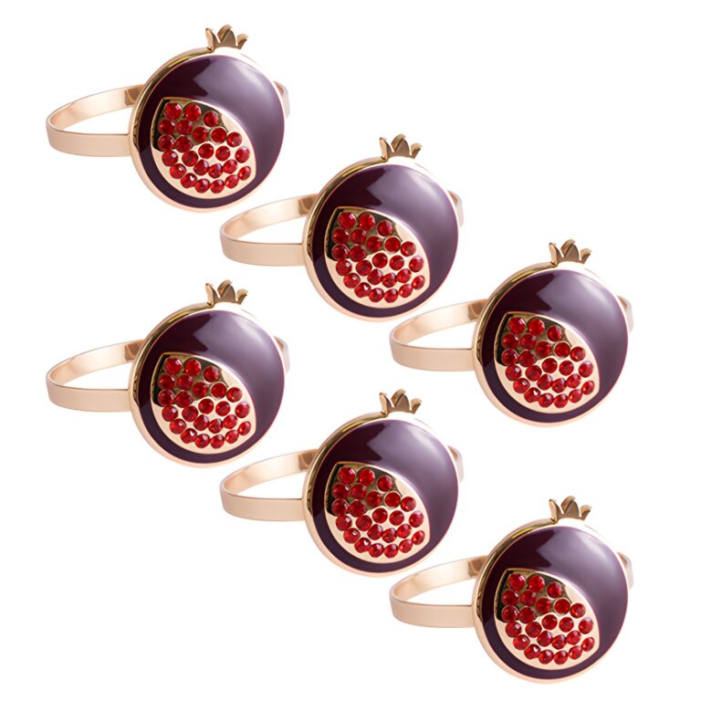 Set of 6 Napking Holders Rings - Gold