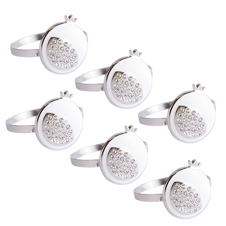 Set of 6 Napking Holders Rings - Silver