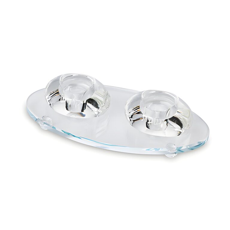 Crystal Elegant Candlesticks 4cm with Crystal Tray 24cm