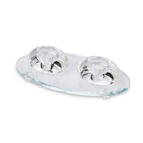 Crystal Elegant Candlesticks 4cm with Crystal Tray 24cm