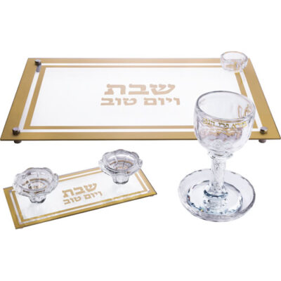 סט פמוטים קריסטל ++ גביע קידוש ++ מגש חלה