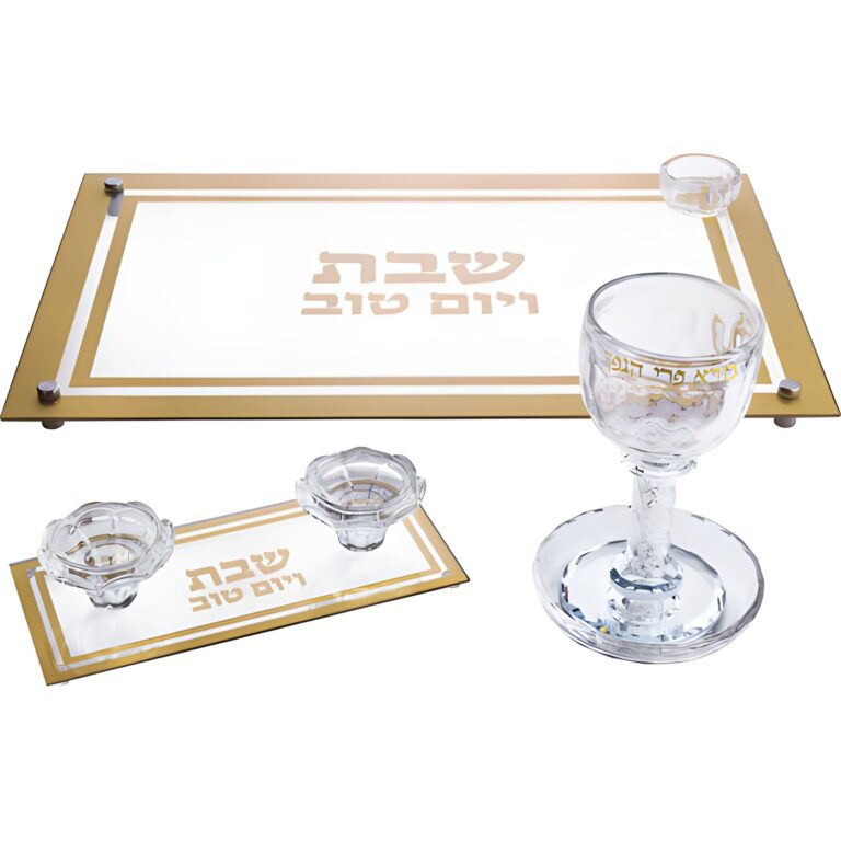 Crystal Set of Candlesticks ++ Kiddush Cup ++ Challah Tray