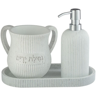 Polymer Set of Washing Cup & Soap Dispenser & Tray