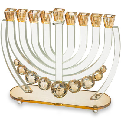 חנוכייה חיננית קריסטלית 25 ס"מ - זהב