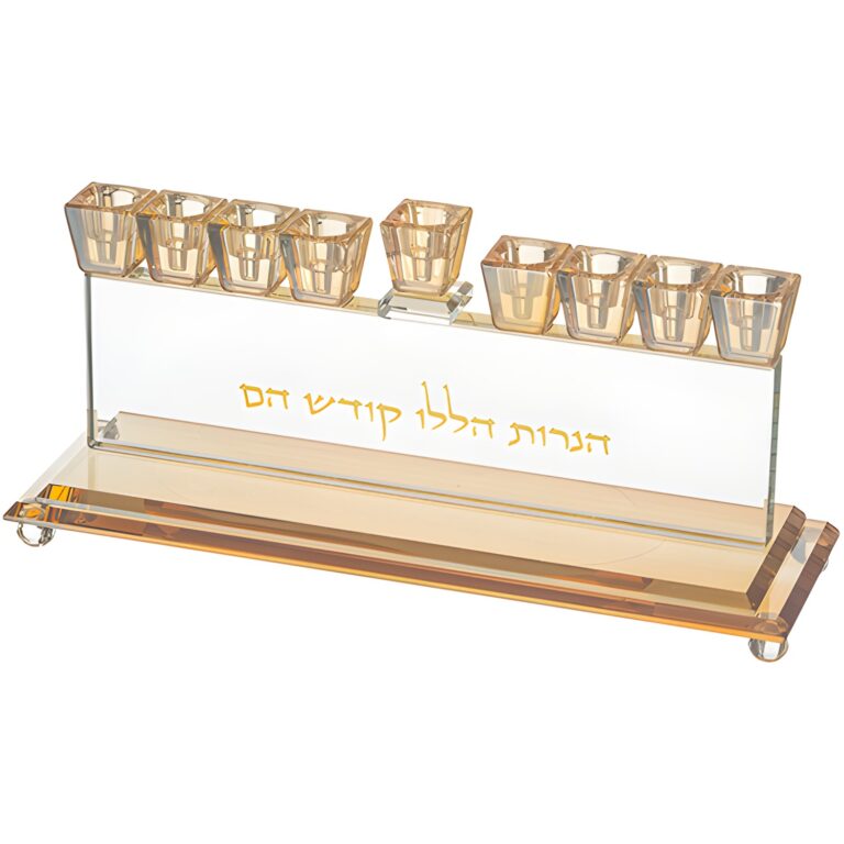 Elegant Crystal Menorah 14cm