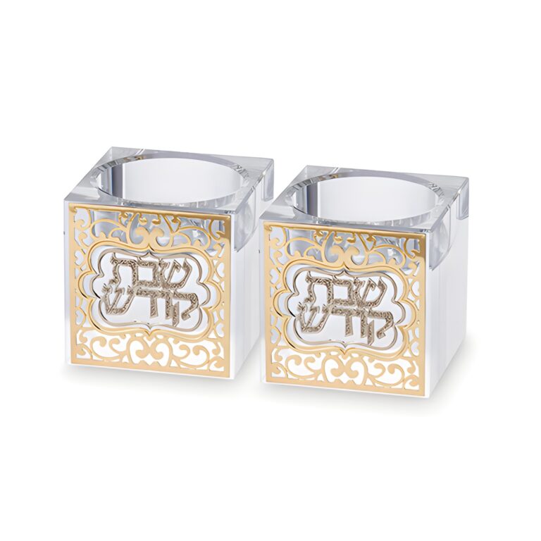 Crystal Candlesticks 5 cm with Metal Plaque