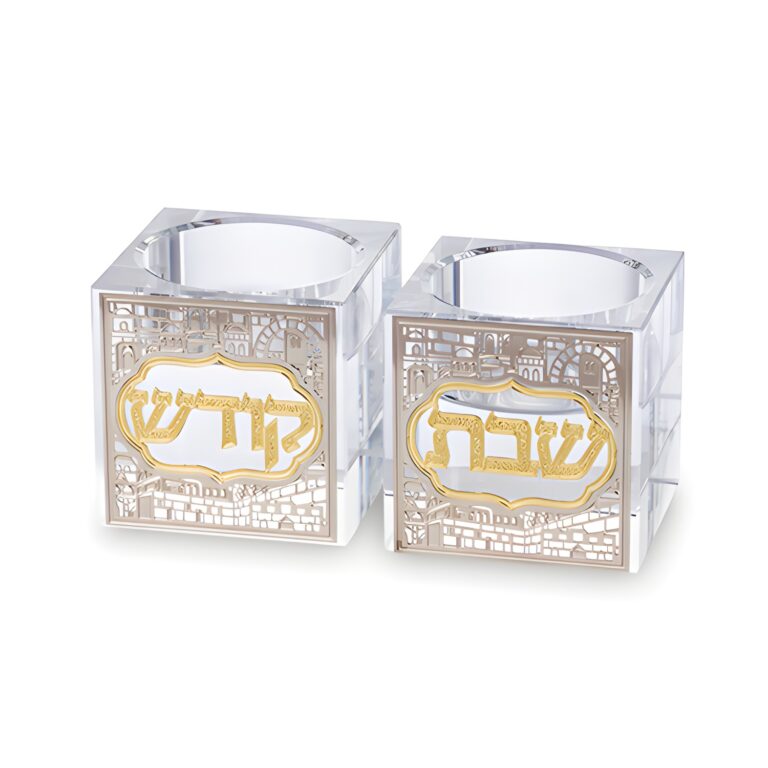 Crystal Candlesticks 5 cm with Metal Plaque
