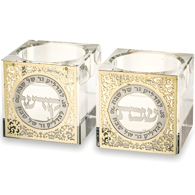 Crystal Candlesticks 5 cm with Metal Plaque