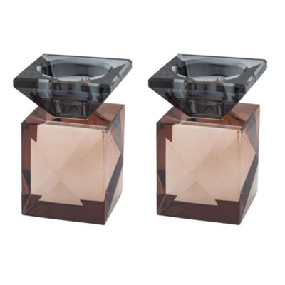 Pair of Crystal Elegant Candlesticks 9 cm - Rose Gold