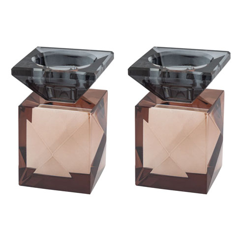 Pair of Crystal Elegant Candlesticks 9 cm