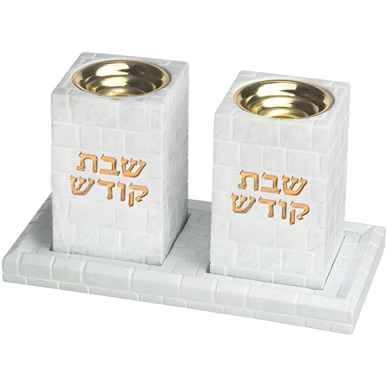 Polyresin set candle holders Tray and pair of candle holders