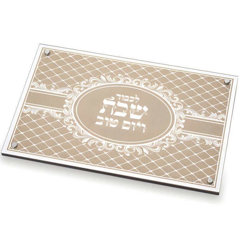 מגש זכוכית אלגנטי עם מראה ונצנצים 45x30 ס"מ - זהב