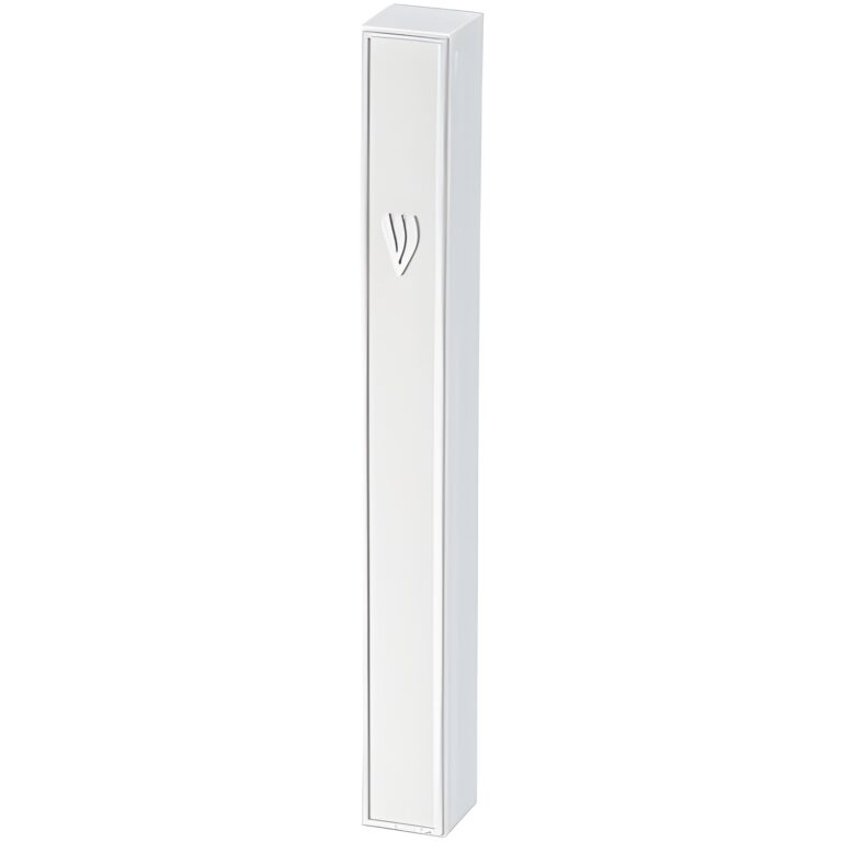 White Plastic Mezuzah with Rubber Cork 12 cm