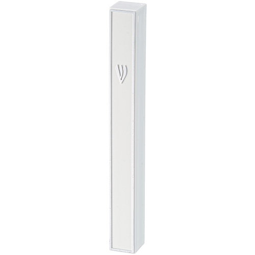 White Plastic Mezuzah with Rubber Cork 12 cm
