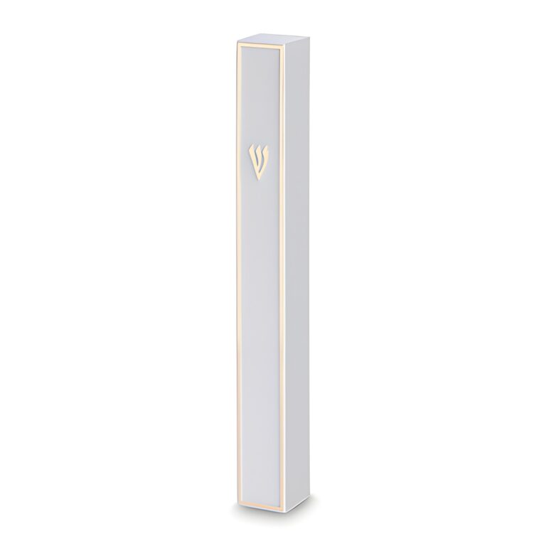 White Plastic Mezuzah with Rubber Cork 15 cm