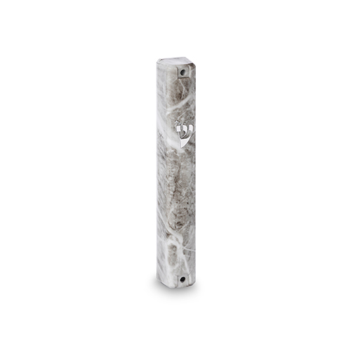 Plastic Mezuzah 15 cm - Gray Marble
