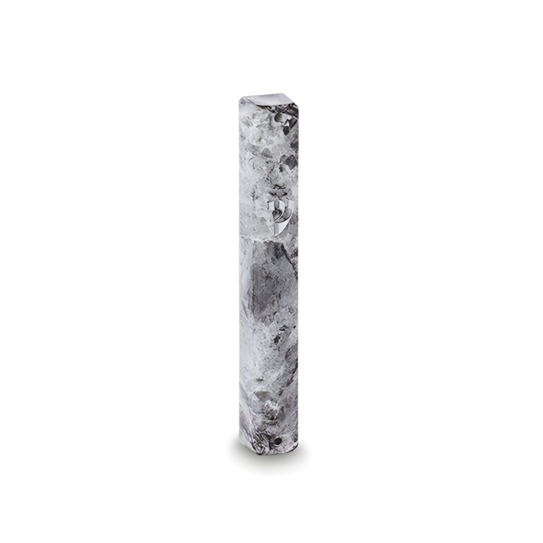 Plastic Mezuzah 12 cm - Gray Marble
