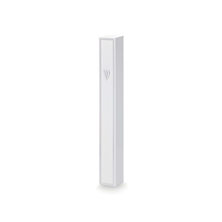 White Plastic Mezuzah with Rubber Cork 12 cm