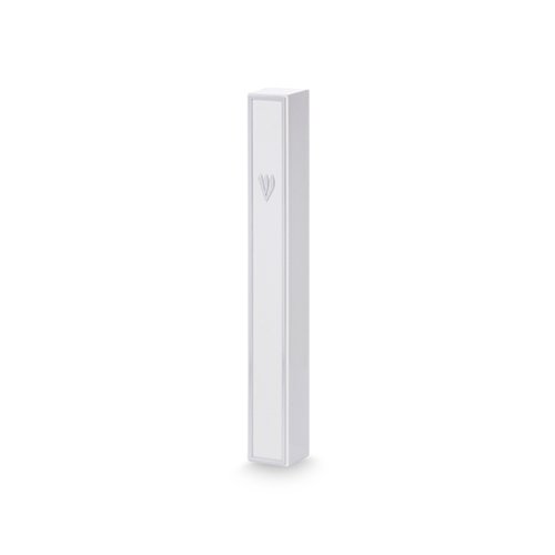White Plastic Mezuzah with Rubber Cork 15 cm