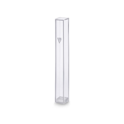 Clear Plastic Mezuzah with Rubber Cork 15 cm - Silver