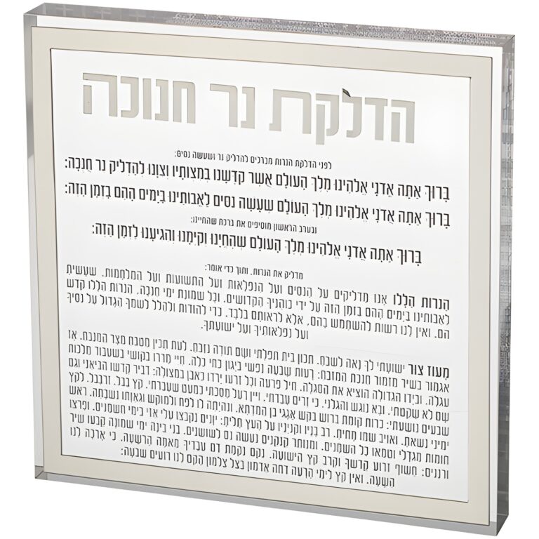 Lucite Hanukkah Candle Blessing - Silver