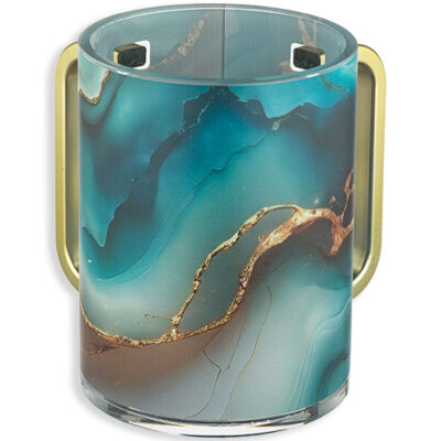 Lucite Washing Cup 13 cm - Gold Handles - White