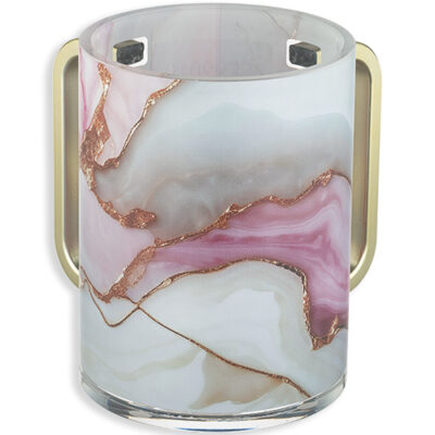 Lucite Washing Cup 13 cm - Gold Handles - White