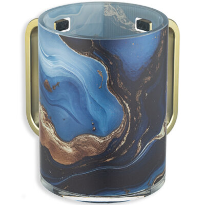 Lucite Washing Cup 13 cm - Gold Handles - Dark Blue