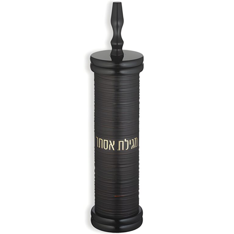 מגילת אסתר מעץ ספרדי עם שלט בגובה 31 ס"מ