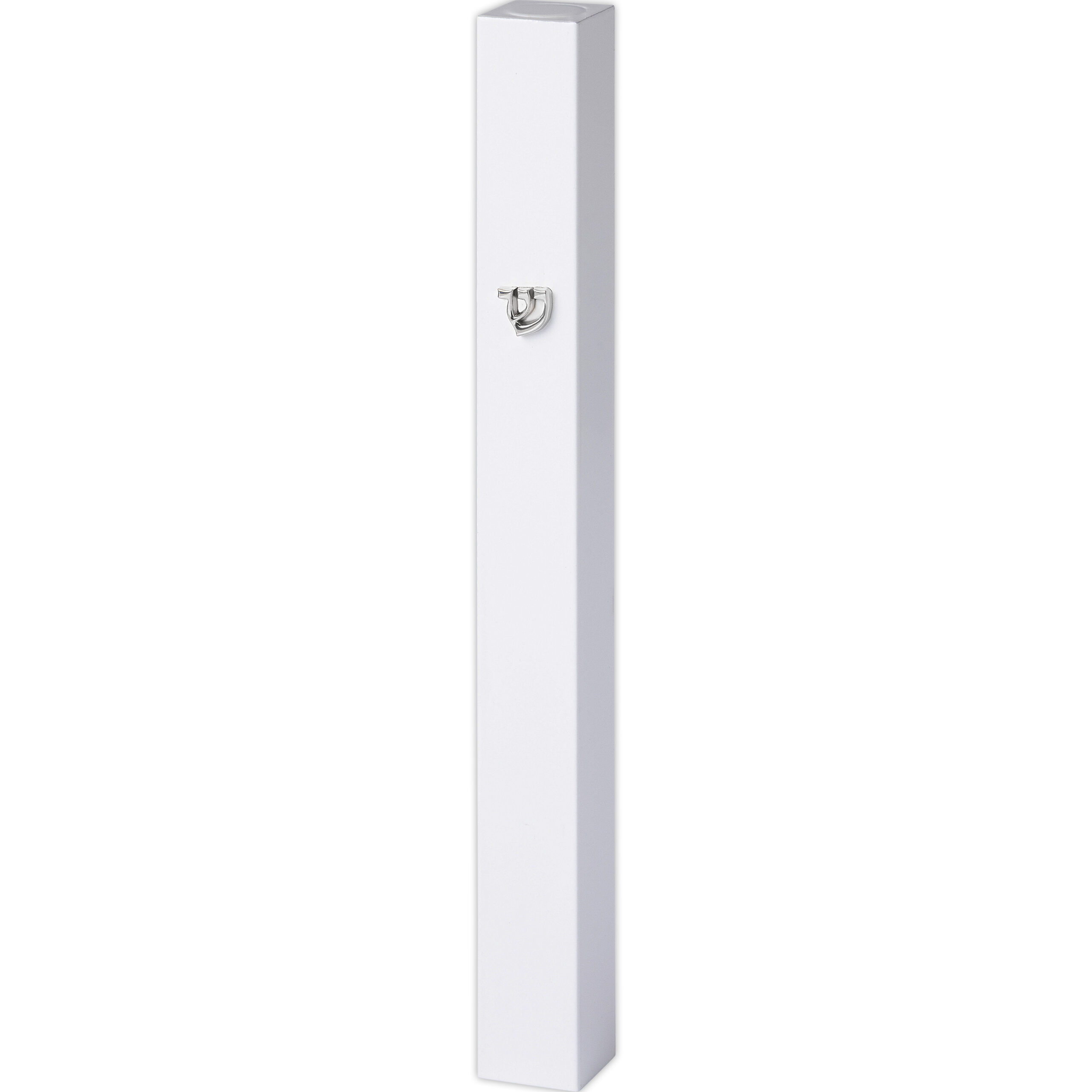 Aluminum Mezuzah 15 cm-with Metal Shin - White
