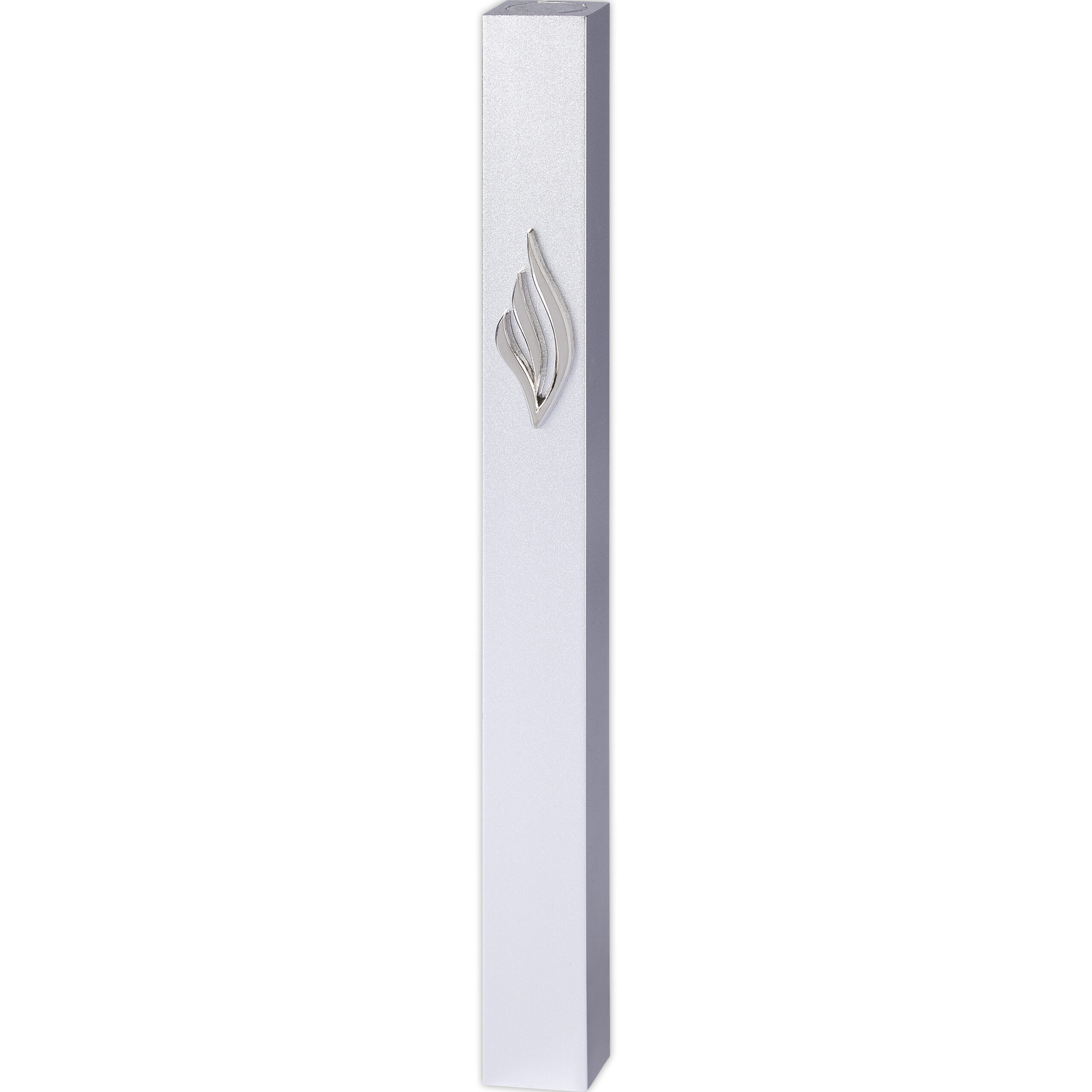 Aluminum Mezuzah 12 cm-with Metal Shin - Silver
