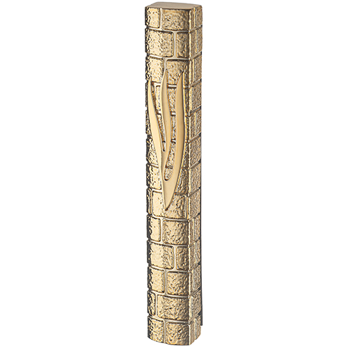 Polymer Stone-like Mezuzah 20 Cm - Gold With Silicon Cork