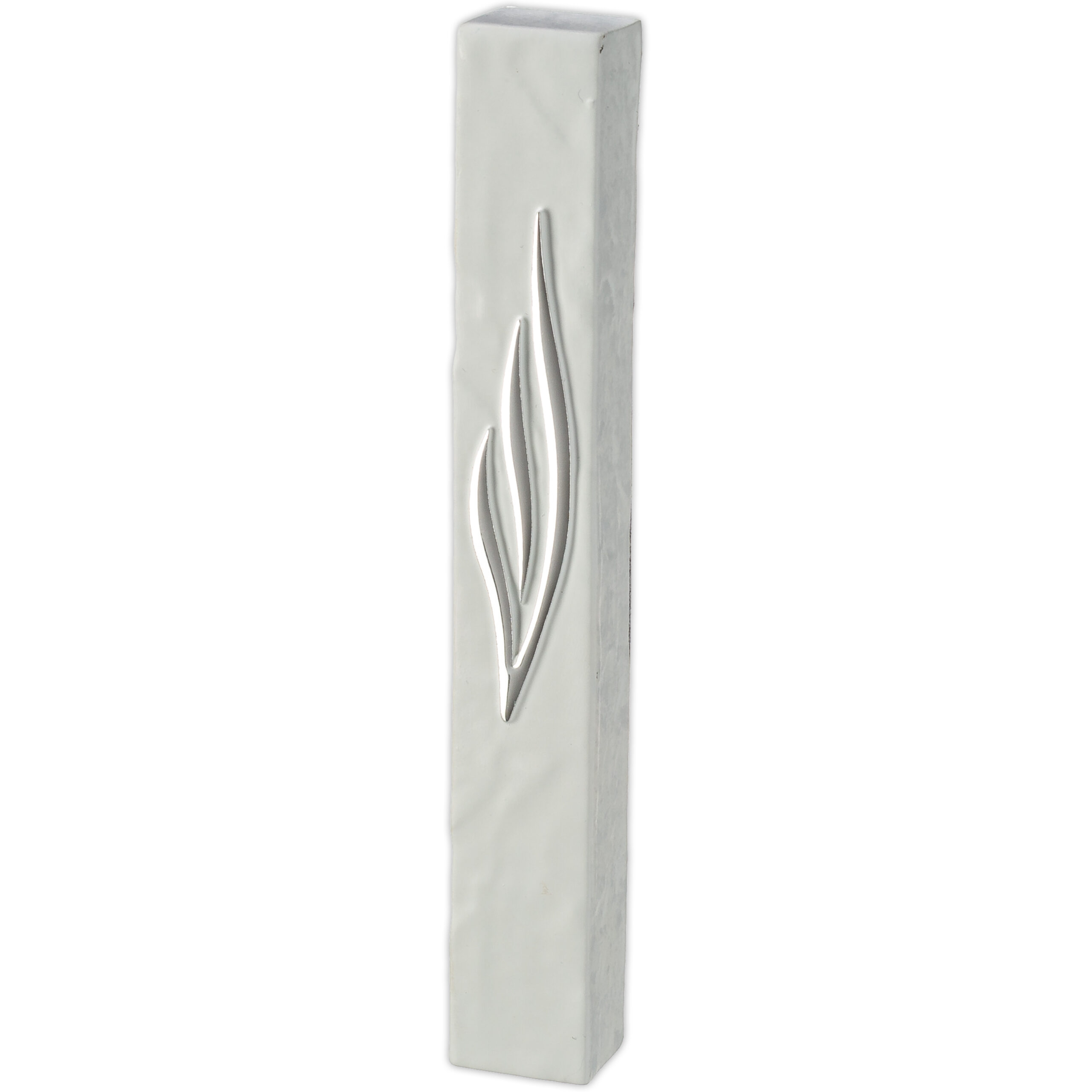 Polymer Stone-like Mezuzah 12 Cm - White-Silver
