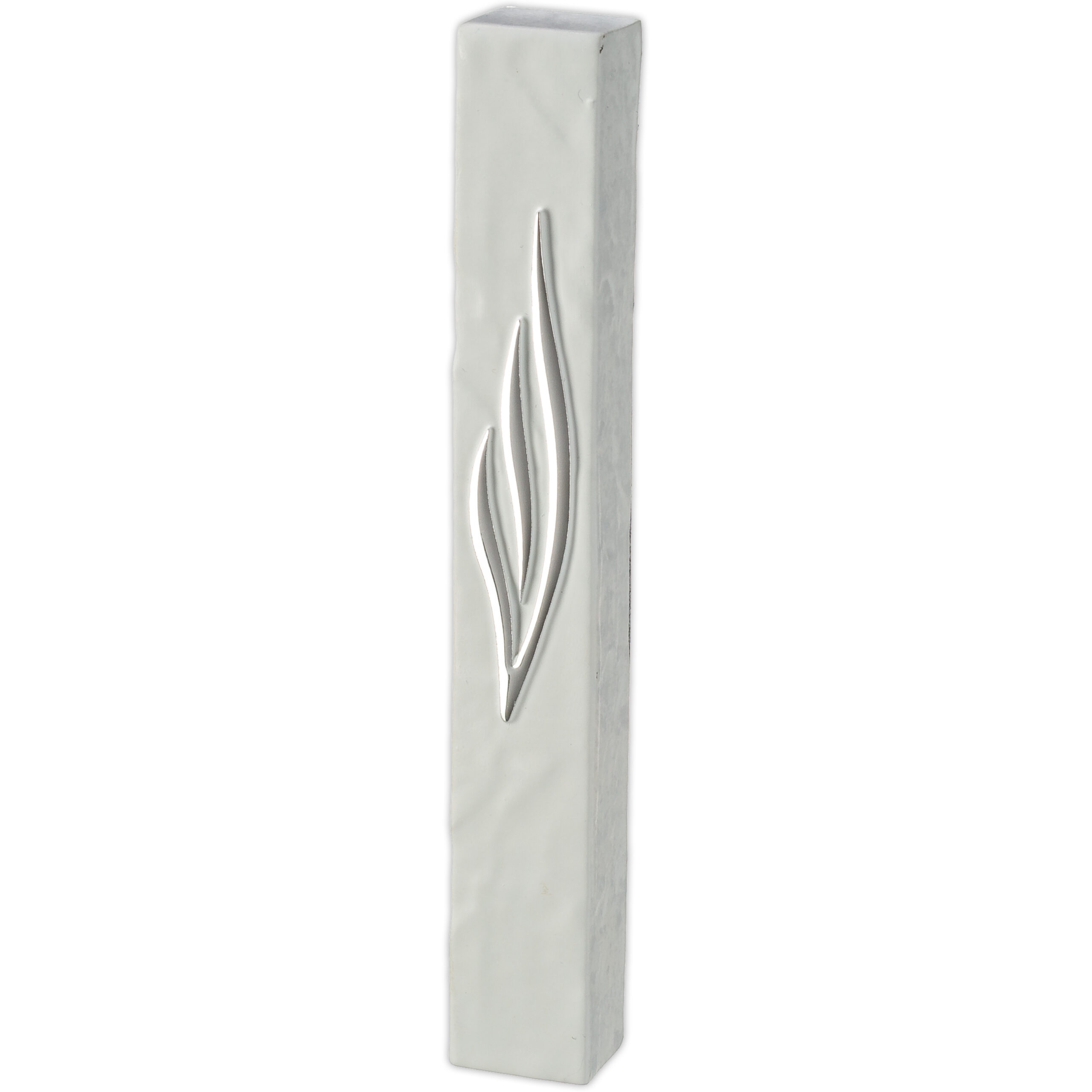 Polymer Stone-like Mezuzah 20 Cm - White-Silver