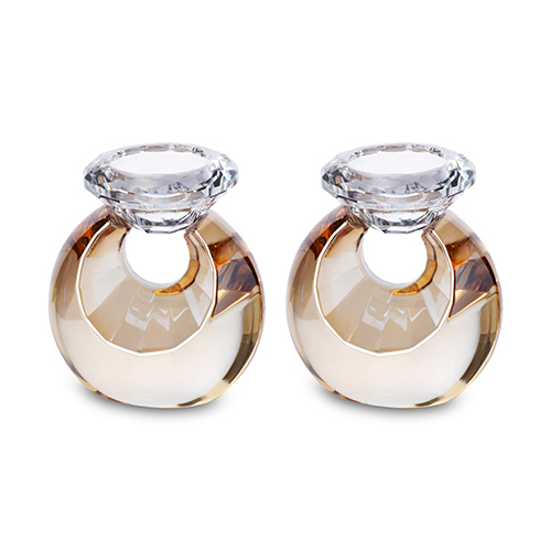 Pair of Crystal Elegant Candlesticks 10 cm