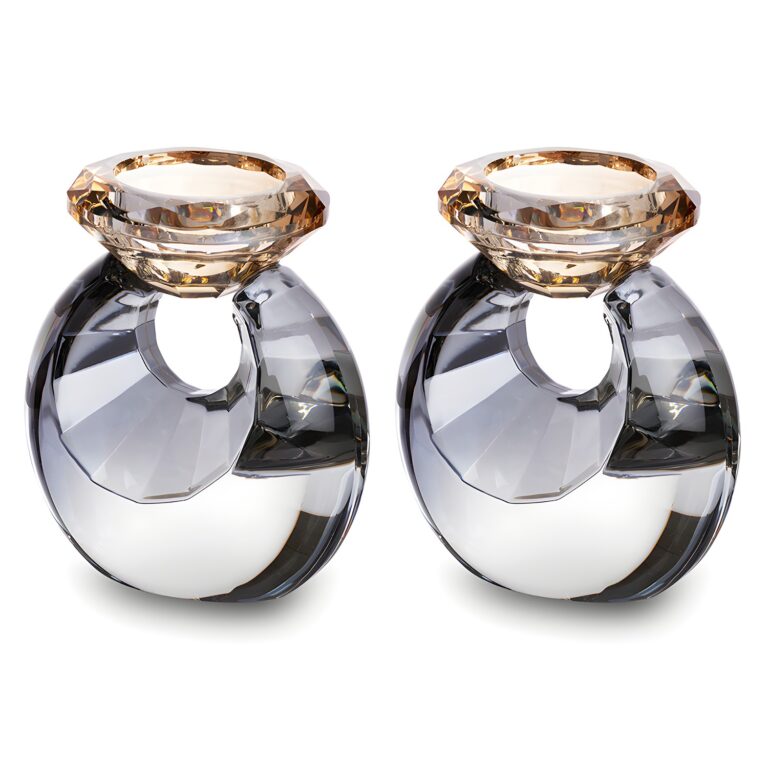 Pair of Crystal Elegant Candlesticks 10 cm