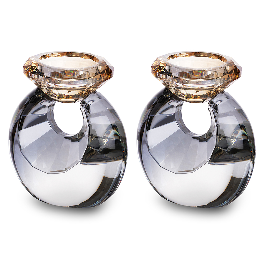 Pair of Crystal Elegant Candlesticks 10 cm