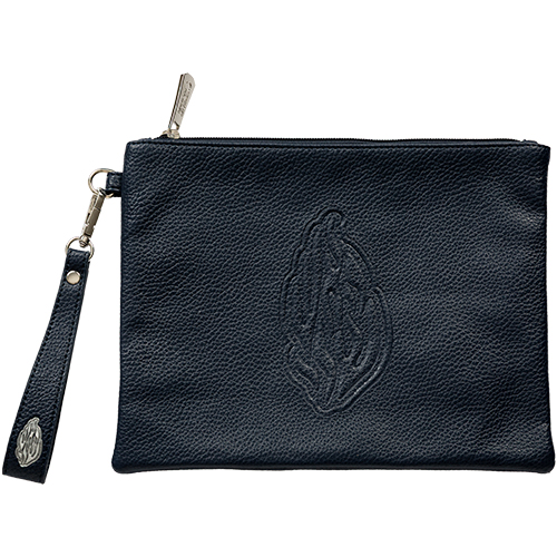 Leatherette Tefilin Clutch Bag with Embossed logo 26.5x20.5cm - Dark Blue