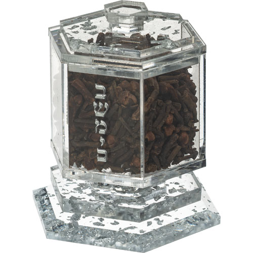 Lucite Besamim Holder 8 cm - Silver Flakes