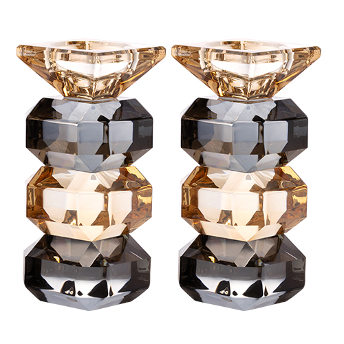 Pair of Crystal Elegant Candlesticks 14.5 cm