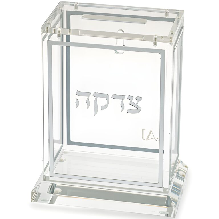 Lucite Tzedakah Box 13cm - Silver