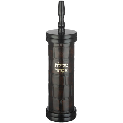 מגילת אסתר מעץ ספרדי עם שלט בגובה 31 ס"מ