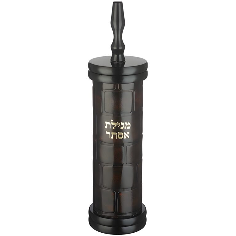 מגילת אסתר מעץ ספרדי עם שלט בגובה 31 ס"מ