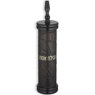מארז מגילה מעץ ספרדי עם שלט בגובה 24 ס"מ