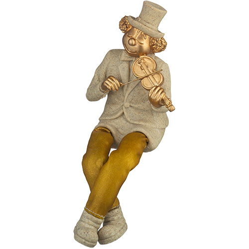 Polymer Clown Figurine with Cloth Legs 25  cm- Violin Player