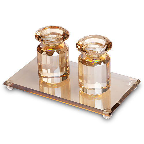 Crystal Candlesticks with Crystal Tray 23*13cm