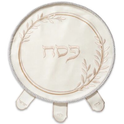 כיסוי פסח מעור סינטטי אלגנטי 45 ס"מ - זהב, עם רקמה זהובה